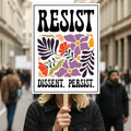 Resist Dissent Persist, No Kings In America Protest Sign, Anti-Trump Resistance Political Activist Protest Poster, Resist Fascism Rally Sign