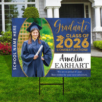 Personalized Graduation Yard Sign 2026 with Photo - Grad Sign, Class of 2026, Custom Graduation 2026 Yard Sign with Metal H-Stake