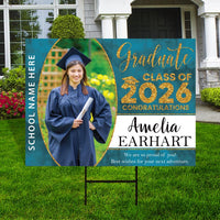 Personalized Graduation Yard Sign 2026 with Photo - Grad Sign, Class of 2026, Custom Graduation 2026 Yard Sign with Metal H-Stake
