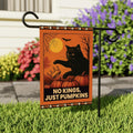 Subtle Anti-Trump Halloween No Kings Garden Flag, Spooky Season Resist Fascism Yard Flag, Black Cat Political, Harvest Fall Outdoor Flag