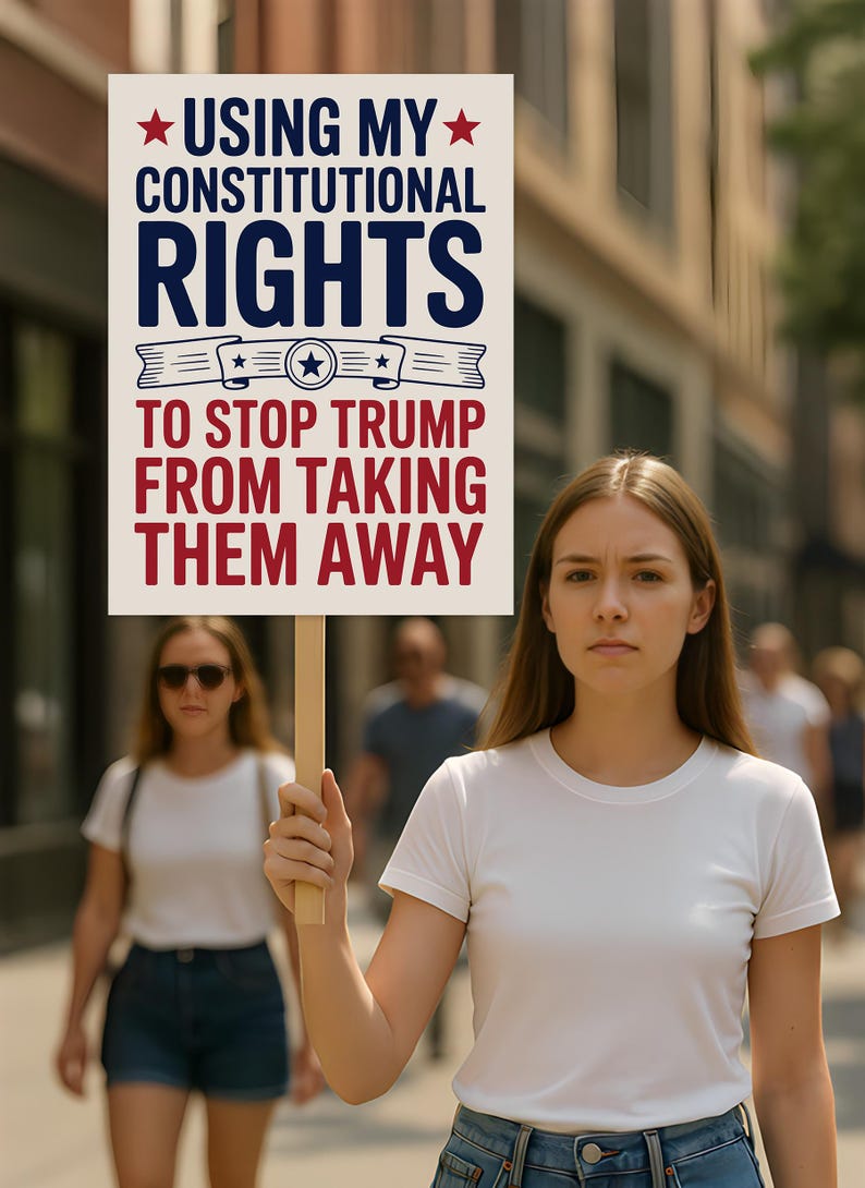 Constitutional Rights No Kings Protest Sign, Anti-Trump, Political Activist Rally Sign, Resist Fascism Protest Poster