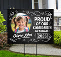 Personalized Kid Elementary Graduation 2026 Yard Sign with Photo, Preschool Sign, Class of 2026, Custom Grad Lawn Signage with Metal H-Stake