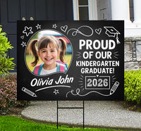 Personalized Kid Elementary Graduation 2026 Yard Sign with Photo, Preschool Sign, Class of 2026, Custom Grad Lawn Signage with Metal H-Stake