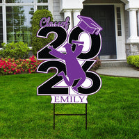 Personalized Graduation Yard Sign 2026, 2026 Senior Grad Sign, Class of 2026, Custom Graduation 2026 Yard Sign with Metal H-Stake