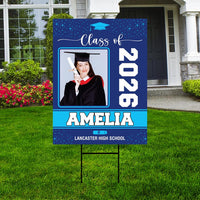 Personalized Graduation Yard Sign 2026 with Photo, 2026 Senior Grad Sign, Class of 2026, Custom Graduation 2026 Yard Sign with Metal H-Stake