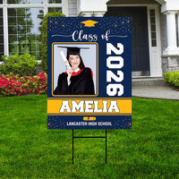 Personalized Graduation Yard Sign 2026 with Photo, 2026 Senior Grad Sign, Class of 2026, Custom Graduation 2026 Yard Sign with Metal H-Stake