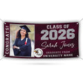 Graduation 2026 Personalized Banner Sign With Photo - 13 Oz Heavy Duty Waterproof Class of 2026, Graduation Vinyl Banner With Metal Grommets