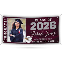 Graduation 2026 Personalized Banner Sign With Photo - 13 Oz Heavy Duty Waterproof Class of 2026, Graduation Vinyl Banner With Metal Grommets