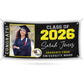 Graduation 2026 Personalized Banner Sign With Photo - 13 Oz Heavy Duty Waterproof Class of 2026, Graduation Vinyl Banner With Metal Grommets