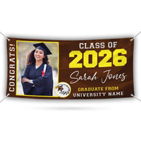 Graduation 2026 Personalized Banner Sign With Photo - 13 Oz Heavy Duty Waterproof Class of 2026, Graduation Vinyl Banner With Metal Grommets