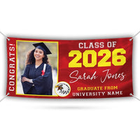Graduation 2026 Personalized Banner Sign With Photo - 13 Oz Heavy Duty Waterproof Class of 2026, Graduation Vinyl Banner With Metal Grommets