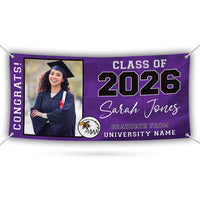 Graduation 2026 Personalized Banner Sign With Photo - 13 Oz Heavy Duty Waterproof Class of 2026, Graduation Vinyl Banner With Metal Grommets