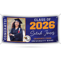 Graduation 2026 Personalized Banner Sign With Photo - 13 Oz Heavy Duty Waterproof Class of 2026, Graduation Vinyl Banner With Metal Grommets