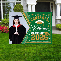 Personalized Graduation Yard Sign 2026 with Photo - Grad Sign, Class of 2026, Custom Graduation 2026 Yard Sign with Metal H-Stake