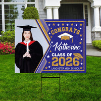 Personalized Graduation Yard Sign 2026 with Photo - Grad Sign, Class of 2026, Custom Graduation 2026 Yard Sign with Metal H-Stake