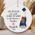 Personalized Teacher Graduation Ornament, Custom Ceramic Keepsake, Education Grad Gift for Her, Daughter, Sister, Best Friend, 2026 Ornament