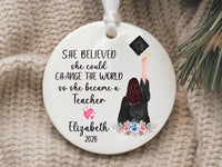 Personalized Teacher Graduation Ornament, Custom Ceramic Keepsake, Education Grad Gift for Her, Daughter, Sister, Best Friend, 2026 Ornament