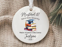 Master's Degree Graduation Ornament, Custom Ceramic Keepsake, MBA Graduation Gift for Him or Her, Class of 2026, Mastered It Grad Decor