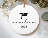 Personalized Graduation Ornament, Ceramic Keepsake Gift, Class of 2026 College Graduation, Master’s or PhD Degree Present, Custom Grad Gift