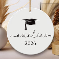 Personalized Graduation Ornament, Ceramic Keepsake Gift, Class of 2026 College Graduation, Master’s or PhD Degree Present, Custom Grad Gift