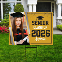 Personalized Graduation Yard Sign 2026 with Photo, 2026 Senior Grad Sign, Class of 2026, Custom Graduation 2026 Yard Sign with Metal H-Stake