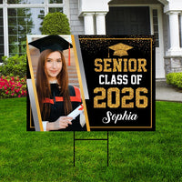 Personalized Graduation Yard Sign 2026 with Photo, 2026 Senior Grad Sign, Class of 2026, Custom Graduation 2026 Yard Sign with Metal H-Stake