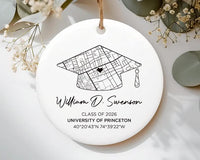 Personalized Campus Map Ceramic Ornament, Custom University Keepsake, Class of 2026 Graduation Gift, College Graduate Memory, School Map