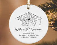 Personalized Campus Map Ceramic Ornament, Custom University Keepsake, Class of 2026 Graduation Gift, College Graduate Memory, School Map