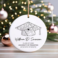 Personalized Campus Map Ceramic Ornament, Custom University Keepsake, Class of 2026 Graduation Gift, College Graduate Memory, School Map