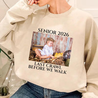 Last Crawl Before We Walk Grad Sweatshirt, Custom Senior Graduation 2026 Sweatshirt, Personalized Graduate Long Sleeve Tee