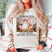 Last Crawl Before We Walk Grad Sweatshirt, Custom Senior Graduation 2026 Sweatshirt, Personalized Graduate Long Sleeve Tee