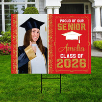 Personalized Graduation Yard Sign 2026 with Photo, 2026 Senior Grad Sign, Class of 2026, Custom Graduation 2026 Yard Sign with Metal H-Stake