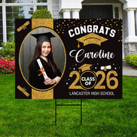 Personalized Graduation Yard Sign 2026 with Photo, 2026 Senior Grad Sign, Class of 2026, Custom Graduation 2026 Yard Sign with Metal H-Stake