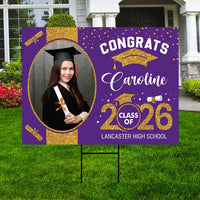 Personalized Graduation Yard Sign 2026 with Photo, 2026 Senior Grad Sign, Class of 2026, Custom Graduation 2026 Yard Sign with Metal H-Stake