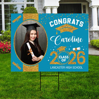 Personalized Graduation Yard Sign 2026 with Photo, 2026 Senior Grad Sign, Class of 2026, Custom Graduation 2026 Yard Sign with Metal H-Stake