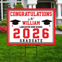 Custom Graduation Yard Sign 2026 - Coroplast Grad Sign, Class of 2026 Sign, High School College Graduation 2026 Yard Sign with Metal H-Stake