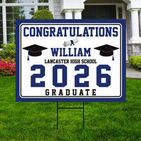 Custom Graduation Yard Sign 2026 - Coroplast Grad Sign, Class of 2026 Sign, High School College Graduation 2026 Yard Sign with Metal H-Stake