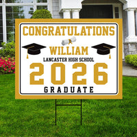 Custom Graduation Yard Sign 2026 - Coroplast Grad Sign, Class of 2026 Sign, High School College Graduation 2026 Yard Sign with Metal H-Stake