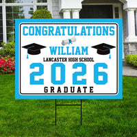 Custom Graduation Yard Sign 2026 - Coroplast Grad Sign, Class of 2026 Sign, High School College Graduation 2026 Yard Sign with Metal H-Stake