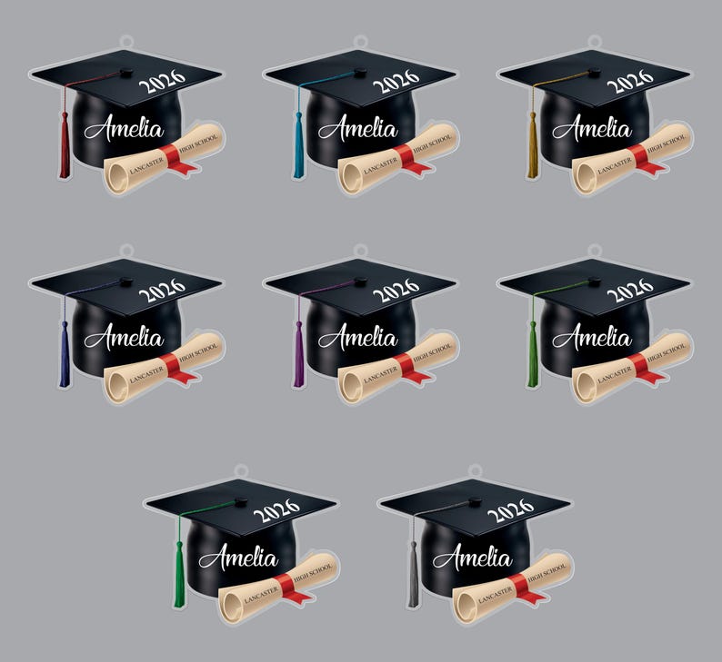 Custom Graduation 2026 Ornament, Personalized School Graduation Cap 2D Acrylic Cutout Ornament, Class of 2026 Ornament, Graduation Gifts