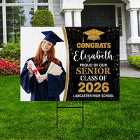 Personalized Graduation Yard Sign 2026 with Photo - Grad Sign, Class of 2026, Custom Graduation 2026 Yard Sign with Metal H-Stake