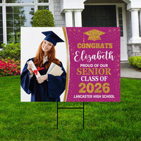 Personalized Graduation Yard Sign 2026 with Photo - Grad Sign, Class of 2026, Custom Graduation 2026 Yard Sign with Metal H-Stake