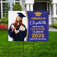 Personalized Graduation Yard Sign 2026 with Photo - Grad Sign, Class of 2026, Custom Graduation 2026 Yard Sign with Metal H-Stake