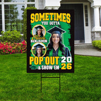 Personalized Graduation Yard Sign 2026 with Photo - Pop Out and Show Em, Class of 2026, Custom Graduation 2026 Yard Sign with Metal H-Stake