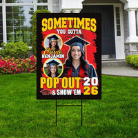Personalized Graduation Yard Sign 2026 with Photo - Pop Out and Show Em, Class of 2026, Custom Graduation 2026 Yard Sign with Metal H-Stake
