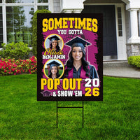 Personalized Graduation Yard Sign 2026 with Photo - Pop Out and Show Em, Class of 2026, Custom Graduation 2026 Yard Sign with Metal H-Stake
