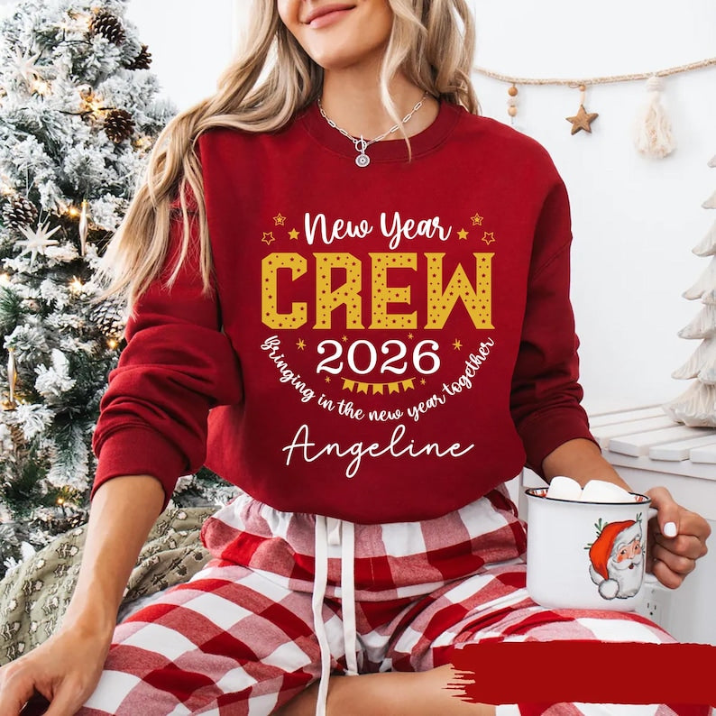 Custom 2026 New Year Family Crew Sweatshirt, Matching Christmas Holiday Shirt, Personalized Family Sweatshirt