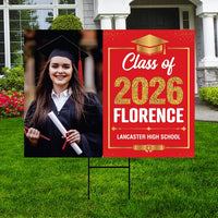 Personalized Graduation Yard Sign 2026 with Photo, 2026 Senior Grad Sign, Class of 2026, Custom Graduation 2026 Yard Sign with Metal H-Stake