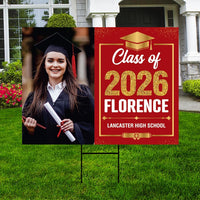 Personalized Graduation Yard Sign 2026 with Photo, 2026 Senior Grad Sign, Class of 2026, Custom Graduation 2026 Yard Sign with Metal H-Stake