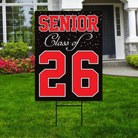 Senior Graduation Yard Sign 2026 - Coroplast Grad Sign, Class Of 2026 Seniors 26 Sign, Graduation 2026 Yard Sign with Metal H-Stake